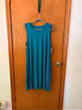 New XXL Teal Blue Time & Tru Sleeveless Swing Dress Tank Dress